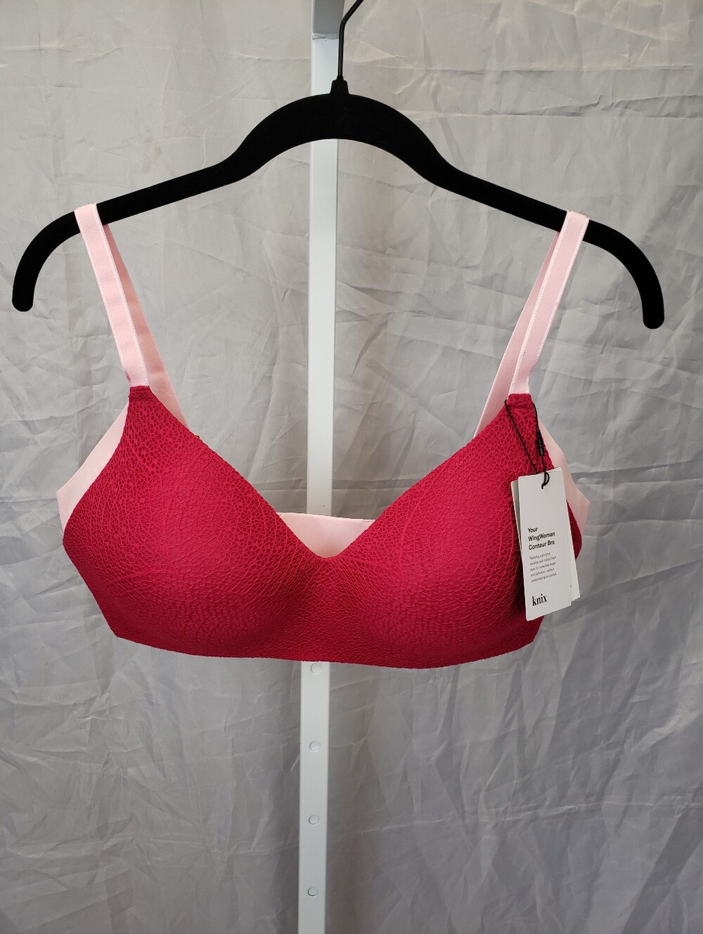 Knix Lace WingWoman Contour Bra Wireless Pink Size 7 NEW